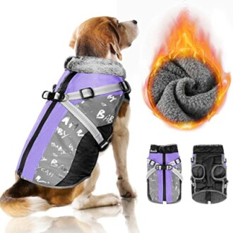 SlowTon Winter Dog Coat with Detachable Harness